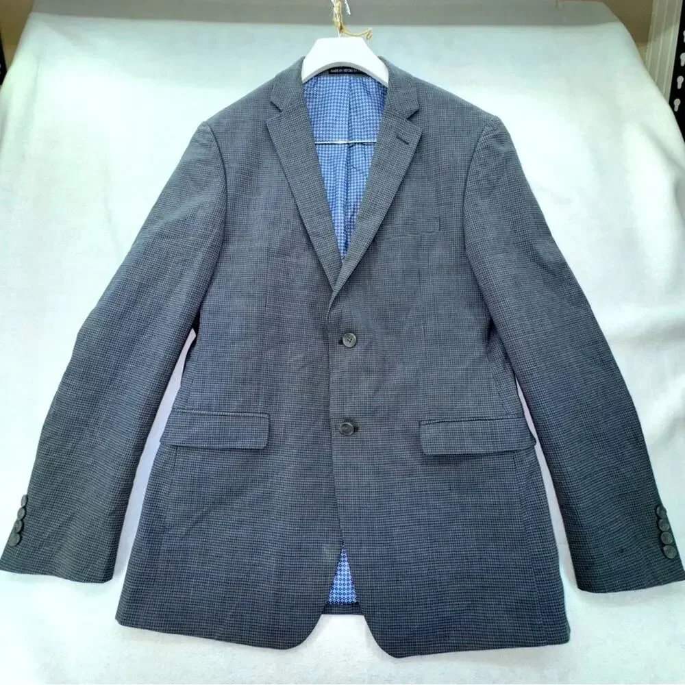 EUC Original Penguin Munsingwear Men’s Sport Coat Blazer Blue/Grey Checkered Lg